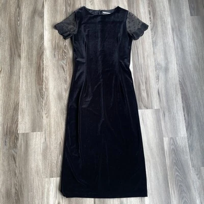 Maxi Vestido De Colección Amanda Smith Terciopelo Manga Encaje Negro Gótico Bruja Capricho 6 Foto 1 de 4