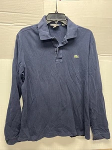 Polo Lacoste uomo 5 grandi blu navy manica lunga cotone preppy tennis - Foto 1 di 5