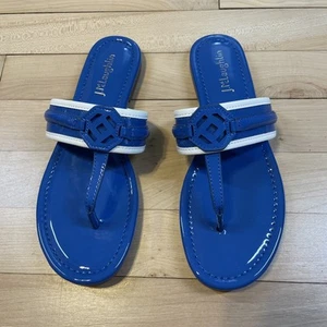 J McLaughlin Sandal 7M NWOT Blue Nixi Thong Comfy Summer - Picture 1 of 6