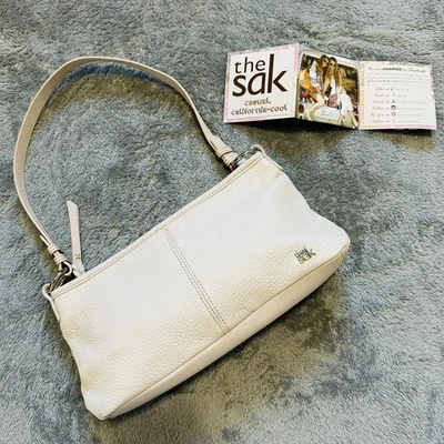 Bolso de Hombro THE SAK Para Mujer Cuero Guijarro Marfil Baguette Pequeño Cremallera Top Cartera Foto 1 de 4