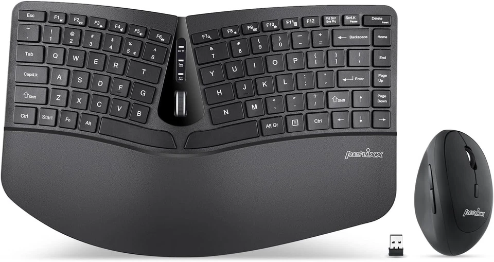 PERIDUO-606 Mini-Tastatur & Vertikalmaus – Ergonomisch, Kabellos, US-Layout - Bild 1 von 4