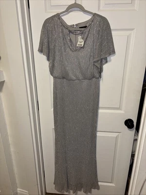 Серебряное платье Sangria 6 блестящий полная длина свадебный выпускной - Изображение 1 из 4