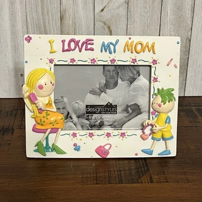 Estilo Y2K años 90 - Marco de fotos de resina de 5”x3,5” - Marco de fotos maravilloso I Love My Mom Foto 1 de 4
