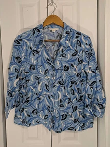 JM Collection NWT Women's Size 16P Petite Top Blouse Blue - Picture 1 of 5