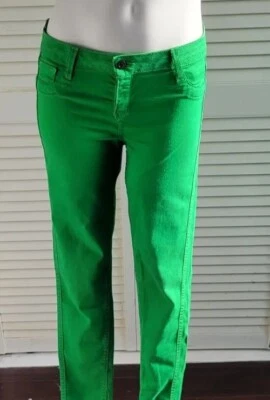 Womans Denim Jeans BleuLab Detour Reversible Electric Green Sz. 28 Made in USA - Image 1 of 4