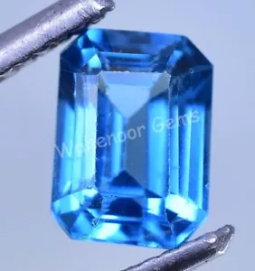Natural Blue Zircon 2.30 Ct Emerald Stunning Certified Cambodian Gemstone - Picture 1 of 5