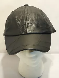 Gorra de béisbol negra 100 % cuero real genuina - Imagen 1 de 7