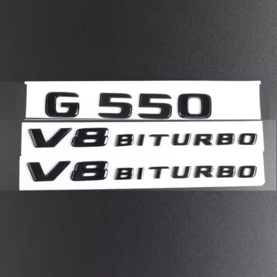 Emblema insignia trasera negro brillante biturbo G550 V8 3 piezas para Mercedes Benz G 550 W463 Foto 1 de 3