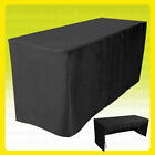 8' Fitted Tablecloth Table Cover Trade Show Event Open Back - 3 SIDED, BLACK