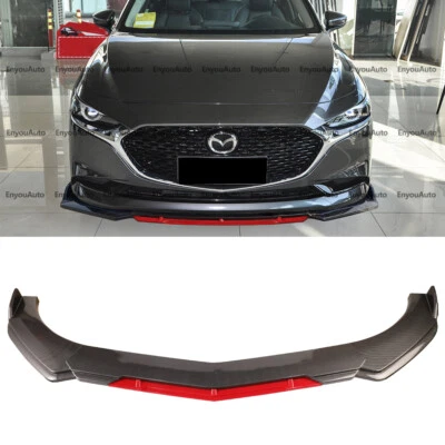 For Mazda 2 3 6 UNIVERSAL Front Bumper Lip Spoiler Splitter Carbon Fiber Red Foto 1 de 4