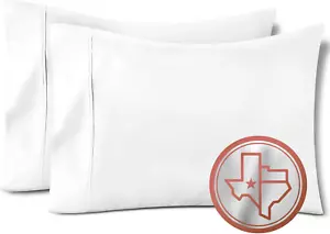 100% Egyptian Cotton Pillow Cases Set of 2, 600 Thread Count White Standard/Quee - Picture 1 of 8