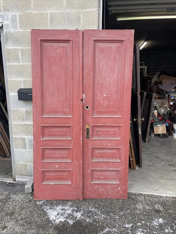 Bova 86 pair antique pine Fir double entrance doors 48 x 83.5 x 1.75 Cover