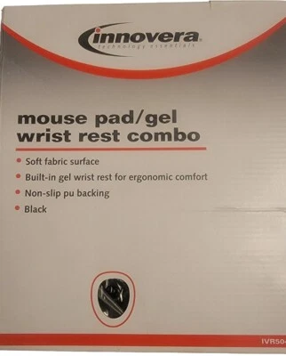 Innovera 50448 10.23" x 8.85" x 1" Non-Skid Mousepad w/ Gel Wrist Pad - BLK New - Image 1 of 3