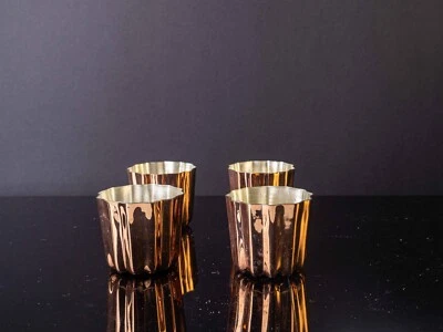 French Copper Canele Mold, Set Of 4, Solid Copper, Wholesale Copper Cupcake Mold - Image 1 of 4