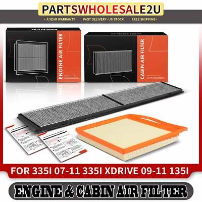 Filtro de aire de cabina de motor y carbón activado para BMW 335i 335is 335xi 135i 3,0 L Foto 1 de 4