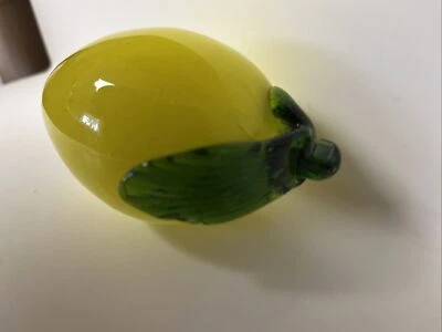 Vidrio soplado a mano vintage de Murano fruta amarillo limón cítricos MCM decoración Foto 1 de 4