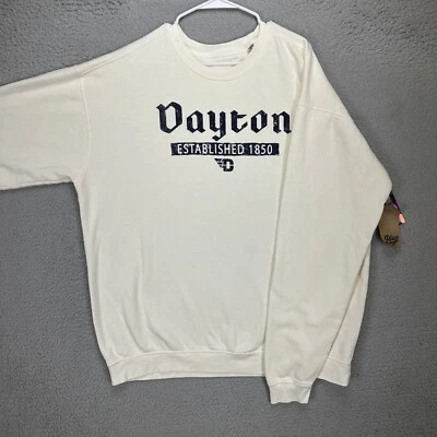 Dayton Flyers Hombres Pullover Sudadera 2XL Blanco Cuello Redondo Manga Larga Azul 84 NUEVO Foto 1 de 4