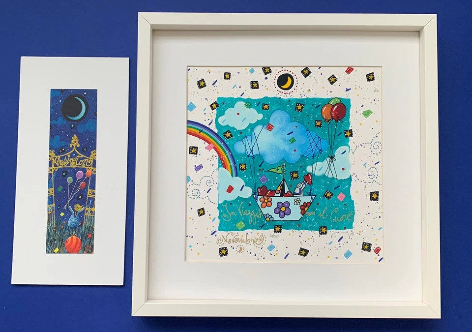 SERIGRAFIA ANDREA AGOSTINI 25x25 NOVEMBRE “ IN VIAGGIO CON IL CUORE” + STAMPA - Immagine 1 di 1