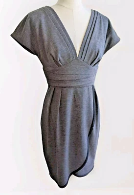 Funda plisada Z Spoke de Zac Posen NY 8 gris tejido pesado cuello en V nueva sin etiquetas Foto 1 de 4