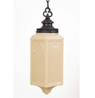 Lámpara colgante antigua gótica restaurada de vidrio grueso para iglesia Foto 1 de 4