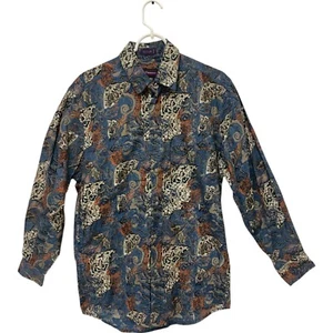 AJ Tremont Button Up Shirt Multicolor Paisley S Long Sleeve Collared Vintage - Picture 1 of 11
