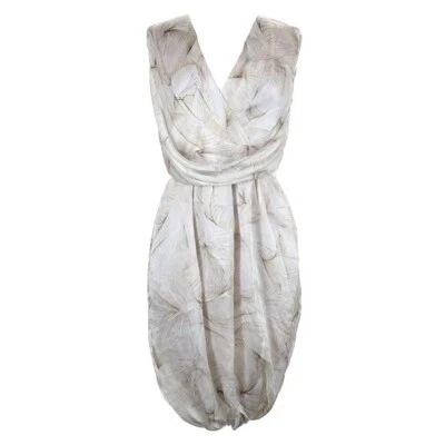 Ports 1961 100% 真丝无袖鸡尾酒礼服 6 安静豪华极简主义中性色 — 第 1/4 张图片