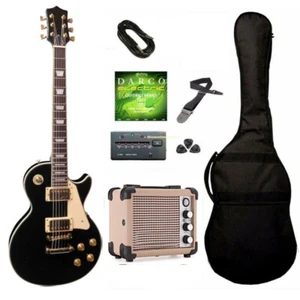 Chitarra Elettrica Les Paul Nera con Amplificatore e Accessori Set Completo - Foto 1 di 1