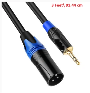 Cable 3.5mm to XLR, Unbalanced 1/8 inch Mini Jack TRS Stereo Male to XLR Male - Picture 1 of 7
