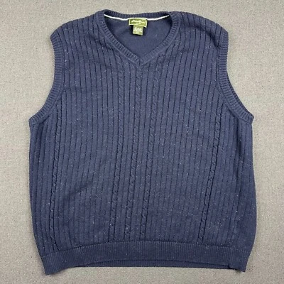 Eddie Bauer Suéter Chaleco Para Hombres 2XL Azul Marino Algodón Cachemira Pullover Cuello en V Foto 1 de 4