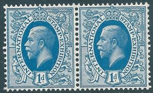 GB 1910 George V MNH 1d Stamp Exhibition pair