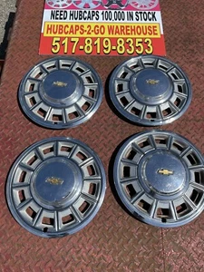 1980-85 Chevrolet Citation Hubcaps Set 4 13” Used Corvair Retro Stainless Rare - Bild 1 von 6