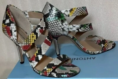 Antonio Melani Snakeskin Multicolor Strappy Heels Verene 7.5M Shoes Sandals NIB - Image 1 of 4