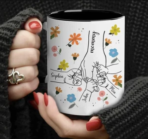 Personalized Flower Mom Mug, Hold My Hand, Hold My Heart, Mothers Day Gift
