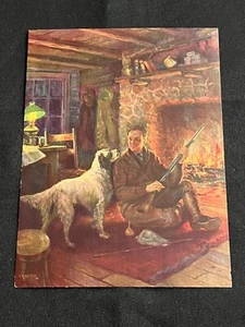 Vintage HUNTER AND SPANIEL Lithographie um 1950er Jahre ähnlich Atkinson Fox - Bild 1 von 2