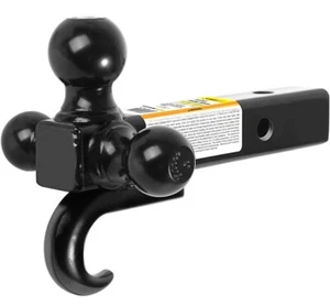 Pull Hook Triple Ball Mount with Hook Hollow Shank, MaxxHaul 50231 Black New - Picture 1 of 18