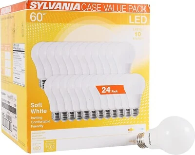 Sylvania 60W Equivalent Led Light Bulb A19 Lamp Efficient 8.5w Soft White 24pack - Image 1 of 4