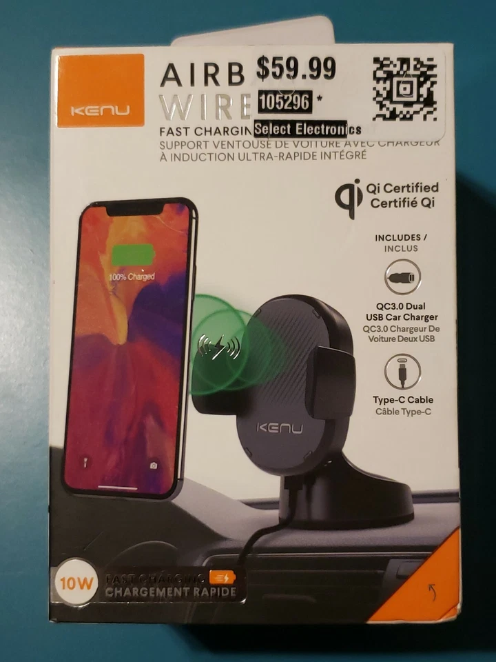 KENU AIRBASE 无线 Qi 快速充电仪表板 车载安装 无线 车载充电器  — 第 1/2 张图片