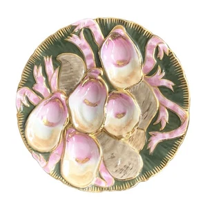 Antique Oyster Plate  turkey pattern  5 well  Carl Tielsch - Picture 1 of 7