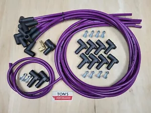 Ton's 90* 42" 8mm Purple Spark Plug Wires Universal for Chevy GM HEI distributor - Picture 1 of 4