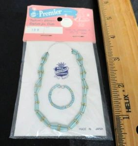 BEAUTIFUL AQUA Vintage Doll Necklace & Bracelet In Original Premier PKG    J891 - Picture 1 of 1