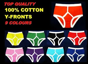 Men’s Y Front Briefs 9 Colours Opening Fly Top Quality Cotton Retro Vintage - Picture 1 of 37