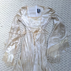Vtg Lip Service Ivory Crushed Velvet Satin Goth Renaissance Wedding Dress White - Picture 1 of 20