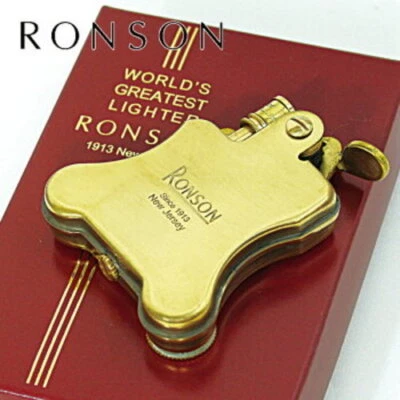 Ronson Banjo Elegante Diseño Pedernal Encendedor de Aceite Latón Dorado Original Caja Roja Nuevo Foto 1 de 4