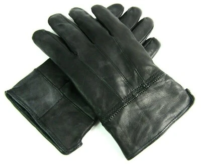 Herren Super Weich Original Hochwertig Schwarz Leder Handschuhe Winter - Bild 1 von 4