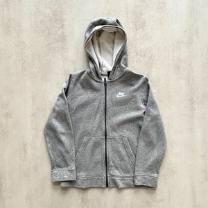 Nike Kids Hoodie Jacket Sz M Age 10-12 Grey Marl Full Zip Sweatshirt Embroidered - Picture 1 of 6