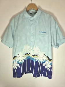 Men's Sz XL Quicksilver Hawaiian Shirt Short Sleeve Palm Print - Picture 1 of 3