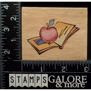 GREENBRIER Rubber Stamps SCHOOL APPLE & BOOK #T33B - Picture 1 of 2