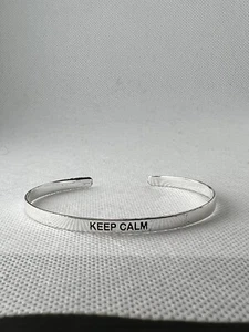 Inc International Concepts Keep Calm silberfarbenes Armreifarmband - Bild 1 von 6