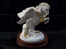 Porcelain ceramic fantasy Pegasus Horse Unicorn Statue Figurine 3D roses