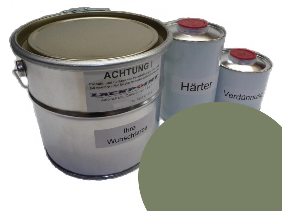 1 Liter Set 2K Autolack geeignet für VW L 63Y Manilagrün Oldtimer kein Klarlack - Bild 1 von 1